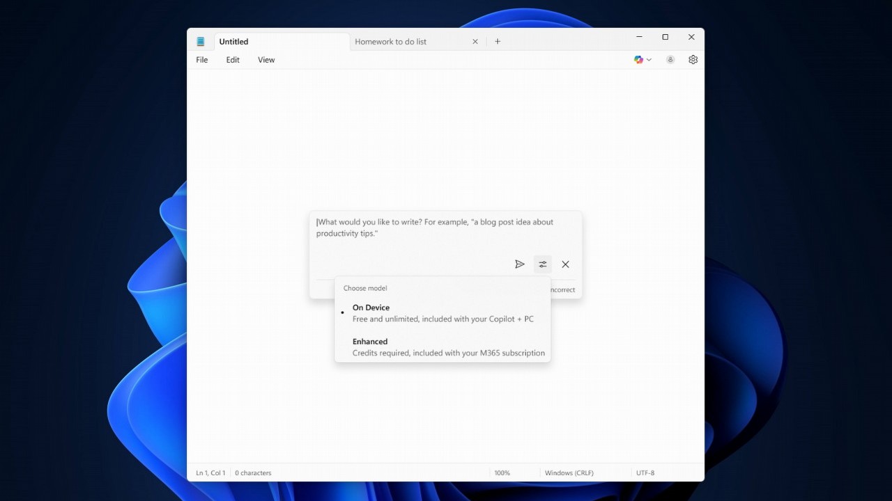 AI w Notatniku Microsoftu z rewolucyjną zmianą; Copilot wygeneruje tekst bez łączności z Internetem, źródło grafiki: Microsoft; materiały promocyjne.