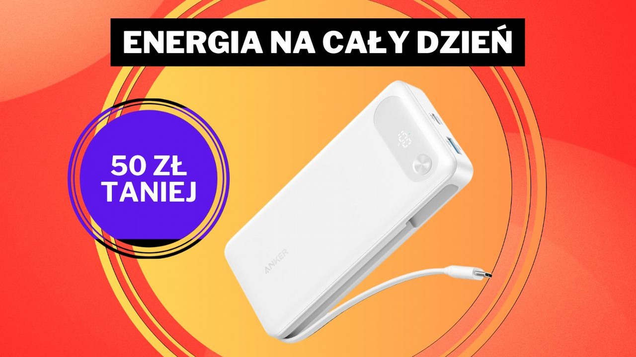 Ten powerbank Ankera to prawdziwy bohater. Z 20 000 mAh i wbudowanym kablem uratuje smartfon nawet w awaryjnych sytuacjach, źródło grafiki: Amazon; grafika promocyjna.