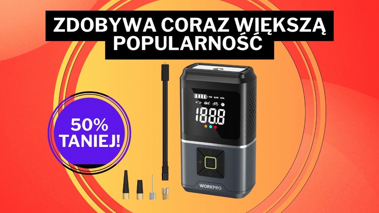 „Absolutnie doskonały”. Ten bezprzewodowy kompresor to nowy hit Amazona, który teraz jest dostępny 50% taniej, źródło grafiki: WorkPro.