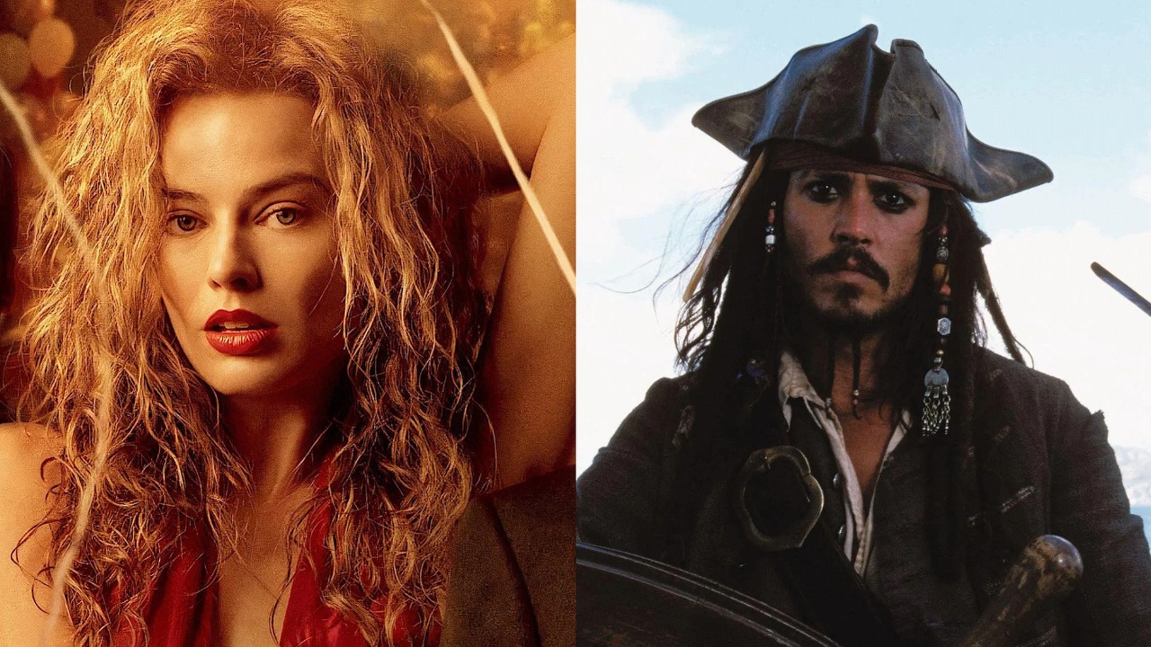 Margot Robbie wciąż jest zaangażowana w nowych Piratów z Karaibów, a Disney dopracowuje scenariusz. „Jeśli czegoś nie mamy na papierze, nie będzie tego na ekranie”, źródło grafiki: Babilon, Damien Chazelle, Paramount Pictures, 2022 / Piraci z Karaibów. Klątwa Czarnej Perły, Gore Verbinski, Disney, 2003.
