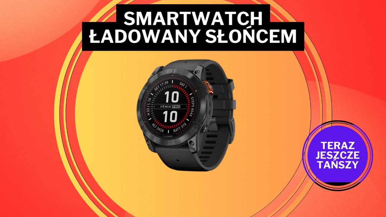 „Pionierski tytan fitnessu” teraz prawie 300 zł taniej! Ten zegarek Garmina sam się ładuje i kusi na Amazonie świetną ceną, źródło grafiki: Garmin.