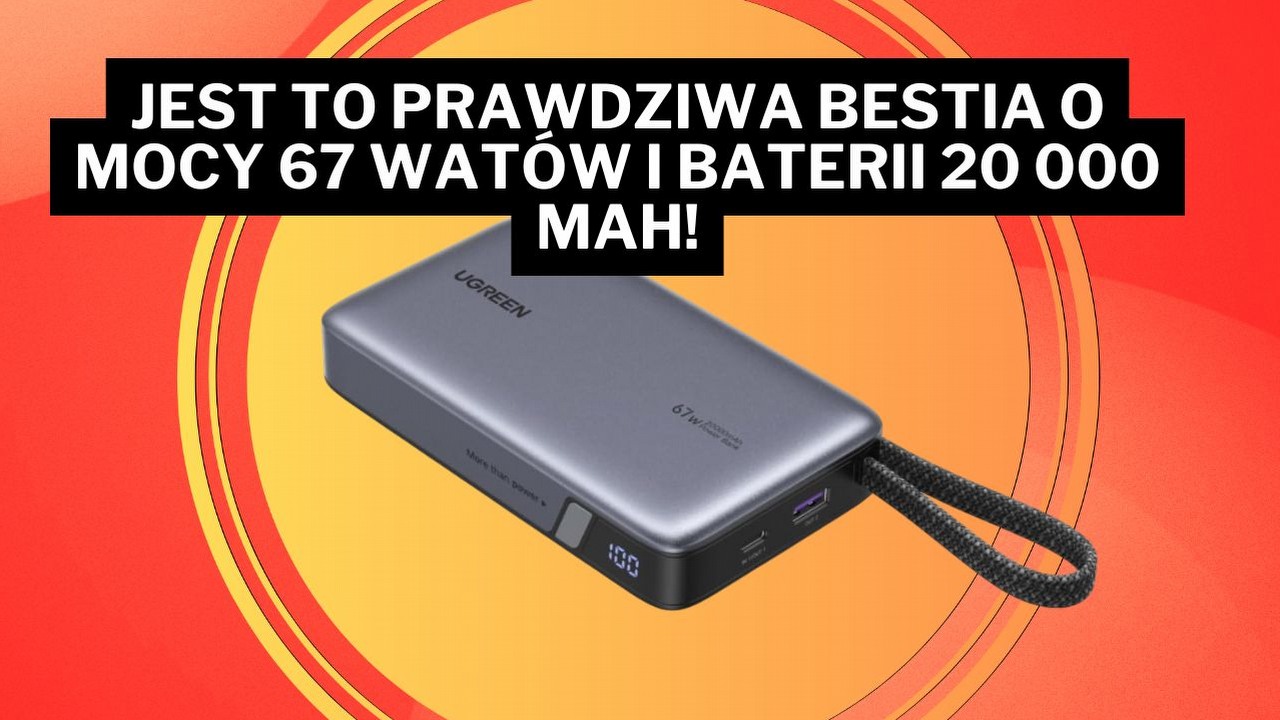 „Najpiękniejszy powerbank, jaki widziałem”. Mobilna elektrownia od UGREEN oferuje 20 000 mAh i ładowanie 67 W za niewiele ponad 150 zł, źródło grafiki: UGREEN.