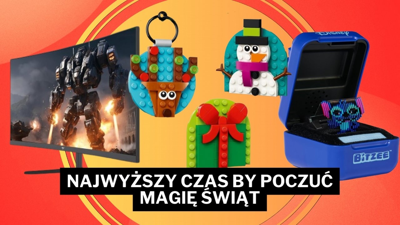 Najlepsze okazje Amazona na świąteczne prezenty - ozdoby na choinkę od LEGO za niecałe 40 zł i bestsellerowy zakrzywiony monitor, źródło grafiki: LEGO, Bitzee, KTC.