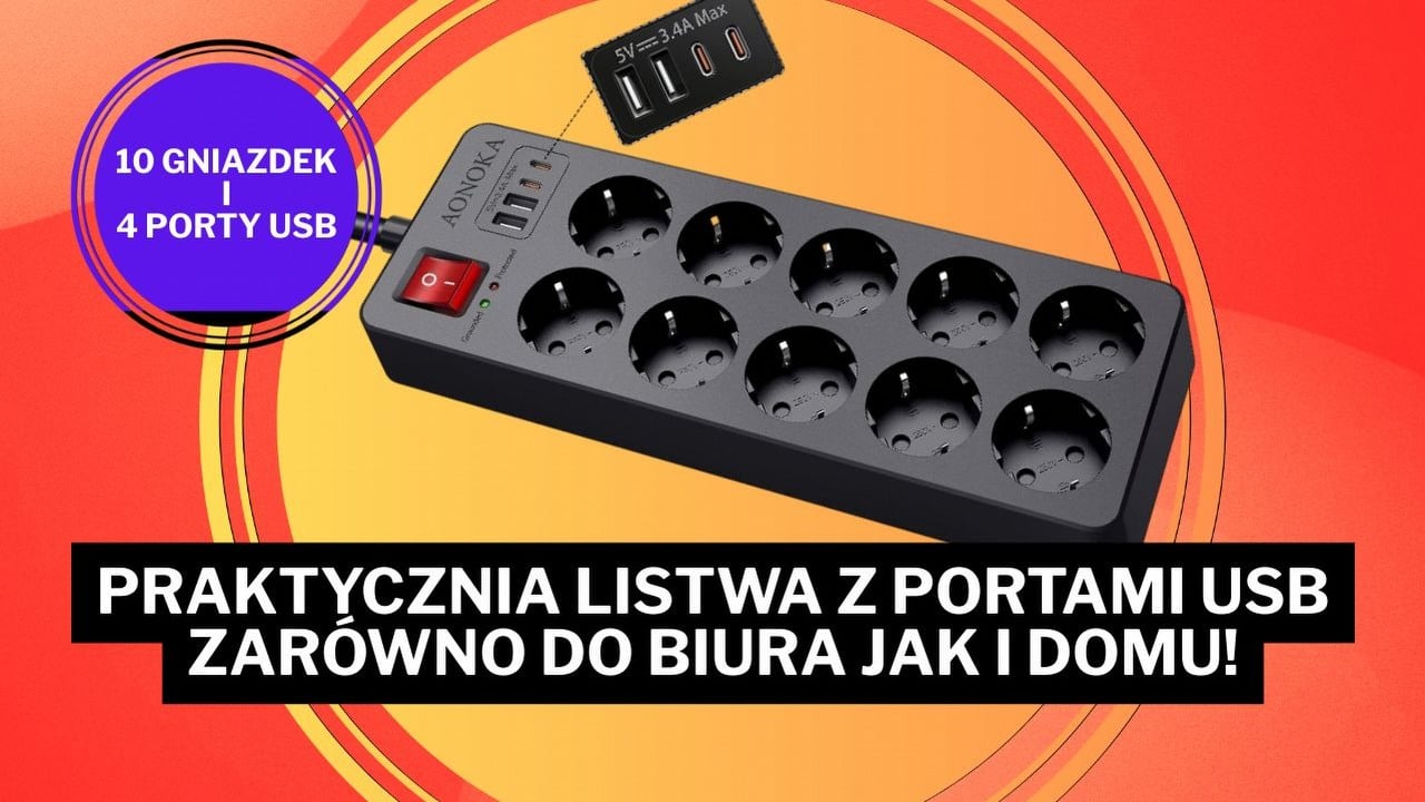 „Próbowałem wielu listw zasilających, ale ta jest nie do pobicia”! Ma 4 porty USB i 10 gniazdek, a kosztuje tylko 85 zł!, źródło grafiki: Amazon.pl.