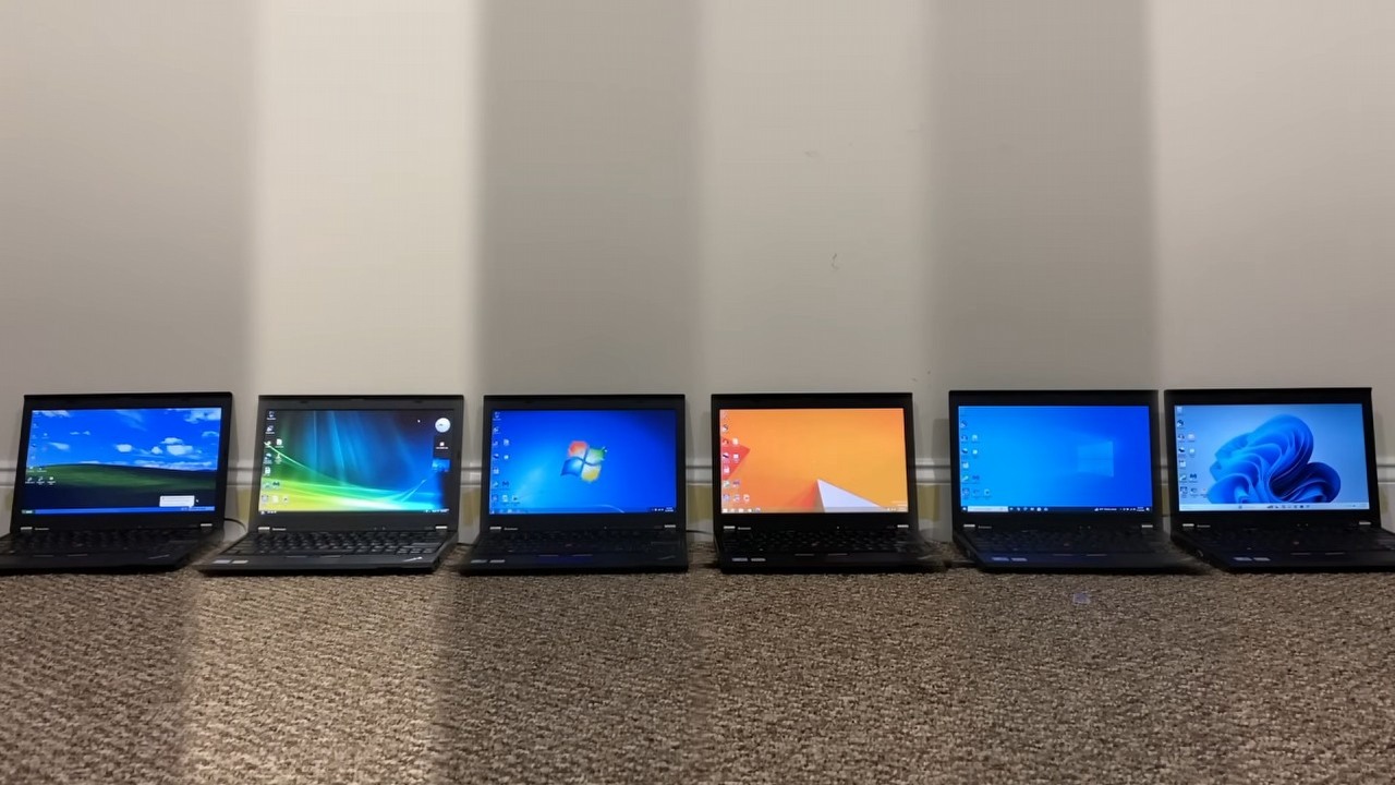 Test szybkości 6 generacji Windowsa: Windows 11 na końcu stawki, jedna wersja okazała się czarnym koniem, źródło grafiki: YouTube: TrigrZolt; 2025.