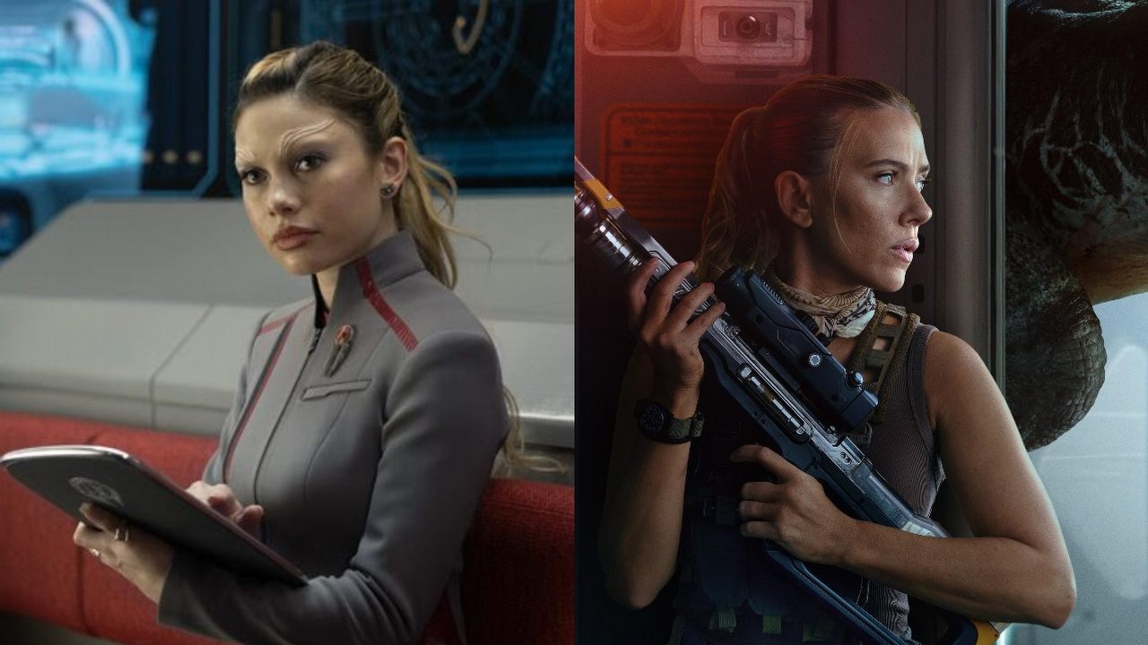 11 obiecujących nowości na SkyShowtime w lutym: oryginalny thriller szpiegowski, ubiegłoroczne sci-fi rozwijające kultową franczyzę i kinowy hit z  Liamem Neesonem, źródło grafiki: Star Trek: Starfleet Academy, Gaia Violo, SkyShowtime, 2026 / Jurassic World: Odrodzenie, Gareth Edwards, Universal, 2025.