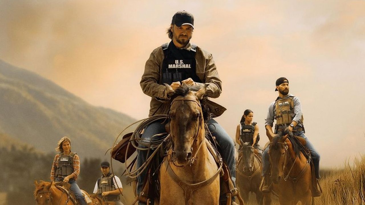 Kontynuacja Yellowstone ma pełny zwiastun i datę premiery w Polsce. Do debiutu serii poszerzającej hitowe uniwersum na SkyShowtime został nieco ponad miesiąc, źródło grafiki: Marshals: historia z Yellowstone, Taylor Sheridan, Paramount, 2026.