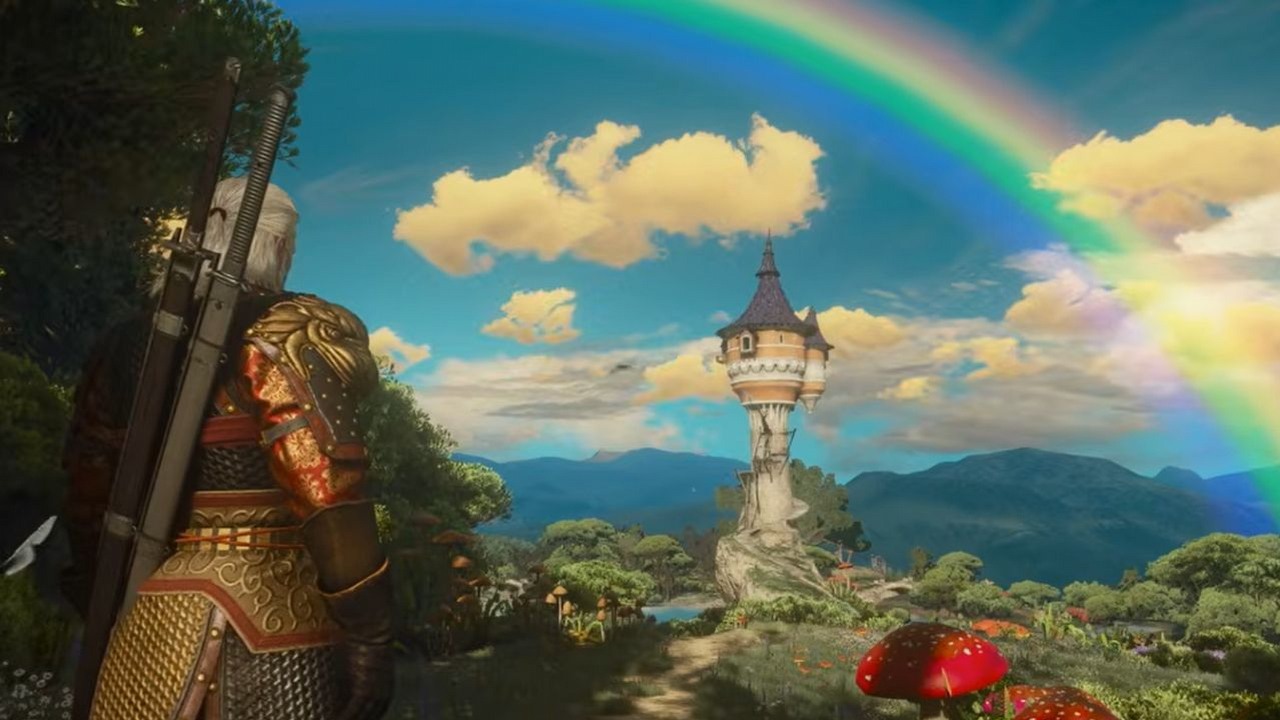 Fan Wiedźmina 3 dostał się do Krainy Tysiąca Baśni zanim pozwala na to sama gra. Bajkowa lokacja nie była na to gotowa, źródło grafiki: Brock of Blaviken / YouTube.