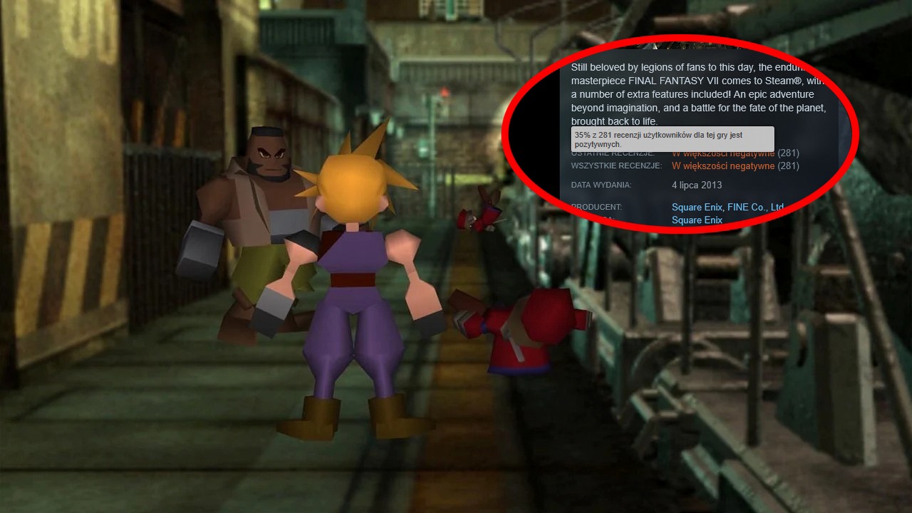 Legenda RPG powróciła na Steama i zbiera w większości negatywne oceny. „Katastrofalny start” FF7 wymusił szybką reakcję wydawcy, źródło grafiki: Square Enix.