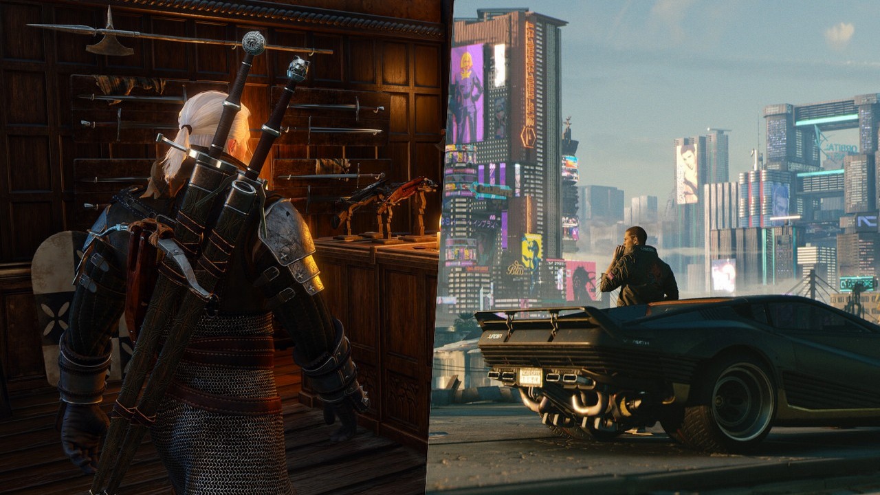 Cyberpunk 2077 i Wiedźmin 3 mogą działać jeszcze lepiej. Nowe narzędzia Microsoftu wzbudziły nadzieje graczy, źródło grafiki: Wiedźmin 3; CD Projekt RED; 2015 / Cyberpunk 2077; CD Projekt RED; 2020.
