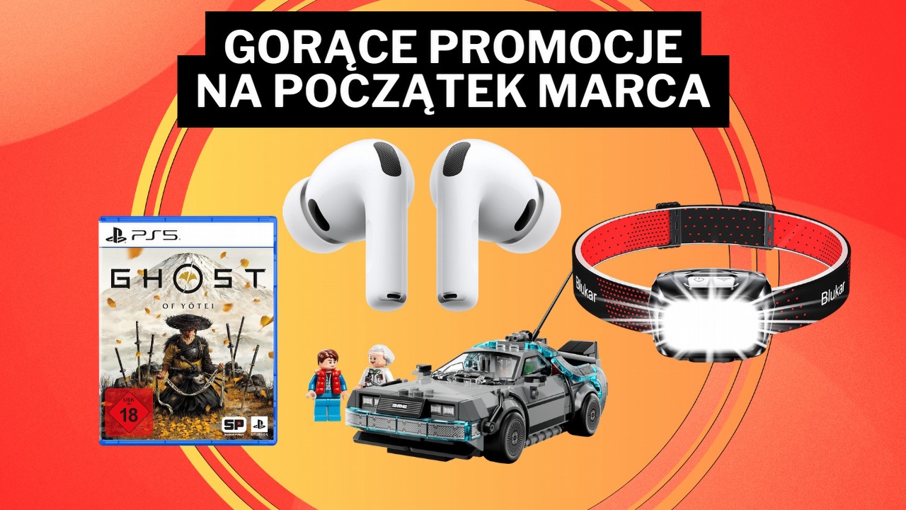 Amazon rozwalił system! Najlepsze promocje w marcu 2026, a wśród nich genialne słuchawki Apple, hitowa gra oraz bestsellerowa latarka czołowa, źródło grafiki: LEGO / Sony Interactive Entertainment / Apple / Blukar.