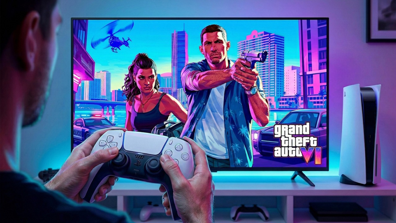 Gracze PlayStation 5 chwalą się, że już grali w GTA 6. To tylko iluzja, ale chętnych nie brakuje, a wszyscy pozostali zadają sobie jedyne słuszne pytanie, źródło grafiki: Rockstar Games / Google Gemini.