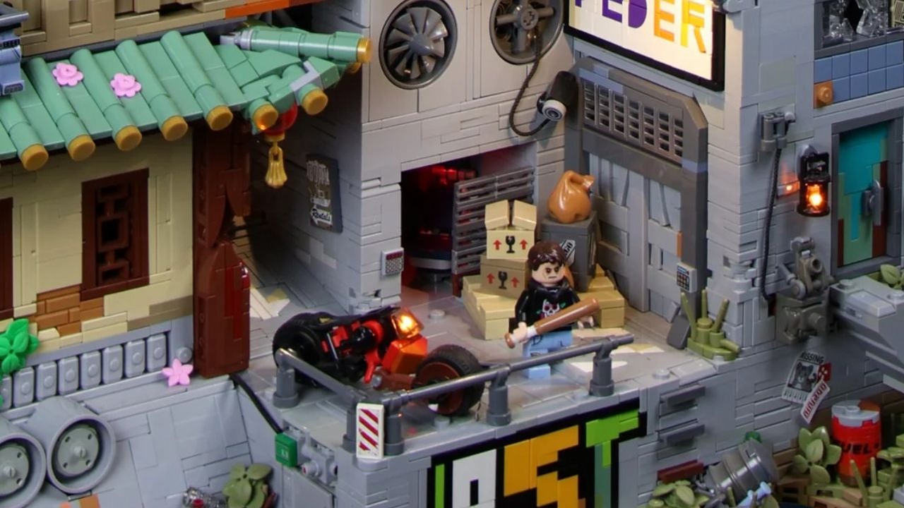 „Wygląda naprawdę znakomicie”. Wysepka w klimacie Cyberpunka 2077 z LEGO zachwyca internautów, źródło grafiki: BrickReady.