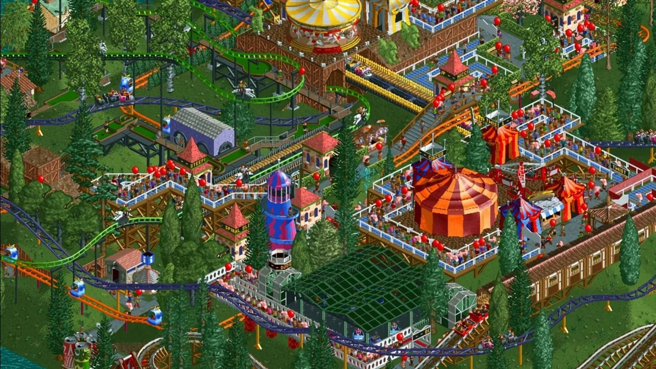 Fanatyk RollerCoaster Tycoon stworzył kolejkę, której przejechanie zajęłoby więcej lat niż minęło od powstania wszechświata, źródło grafiki: Frontier Developments.