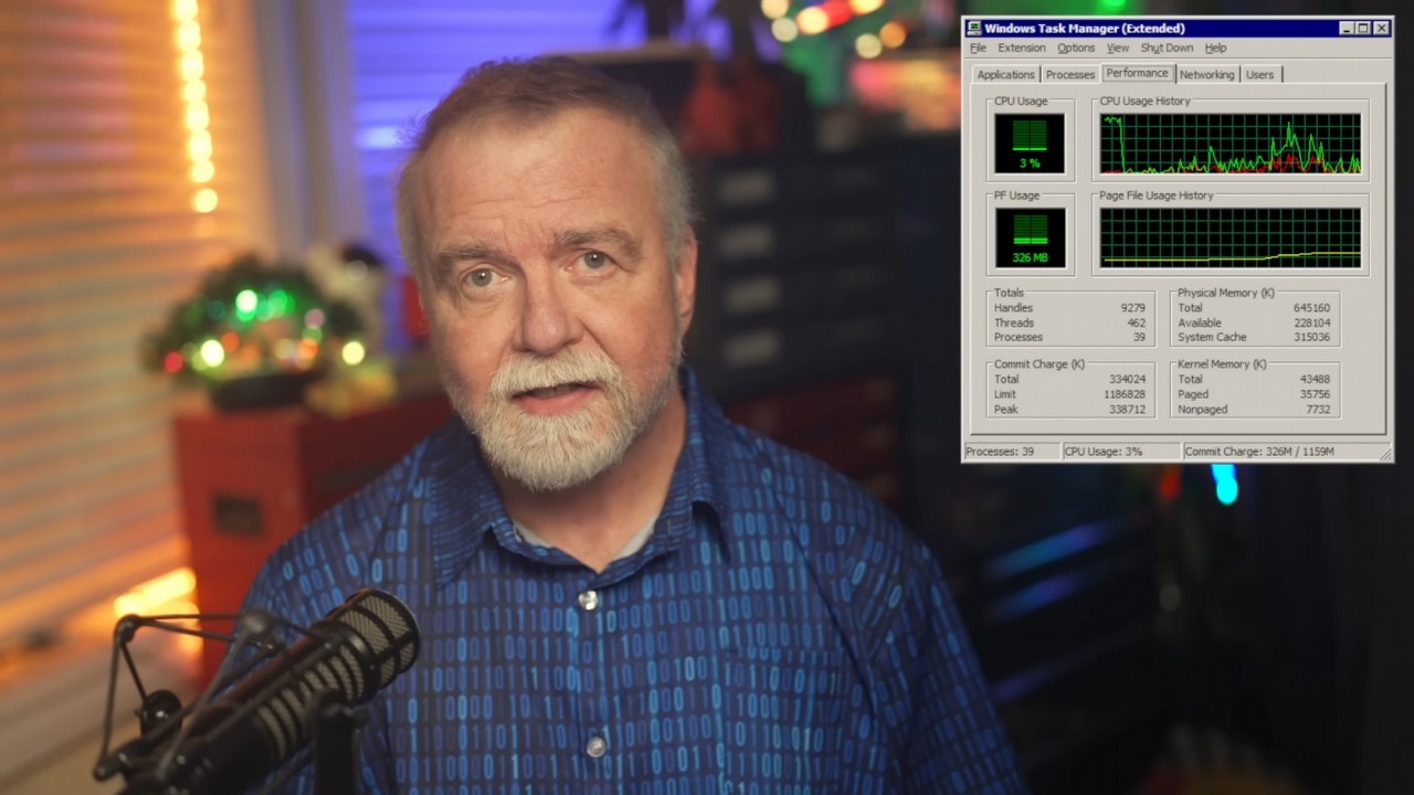 W erze Windows NT powstał Menedżer Zadań o wielkości 80 KB. To dzieło legendy Microsoftu, które nigdy nie zwalniało, źródło grafiki: YouTube: Dave's Garage; 2026.