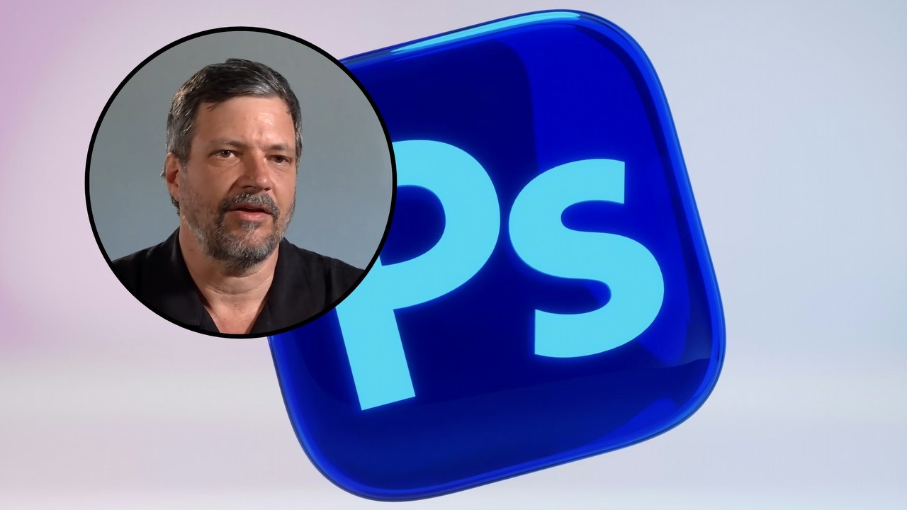 W 1987 roku pewien student próbował rozwiązać problem z komputerem Mac. Kod wymknął się spod kontroli i ostatecznie stworzył program Photoshop, źródło grafiki: Eyestetix Studio; Unsplash.com; 2025 / YouTube: Computer History Museum; 2017.