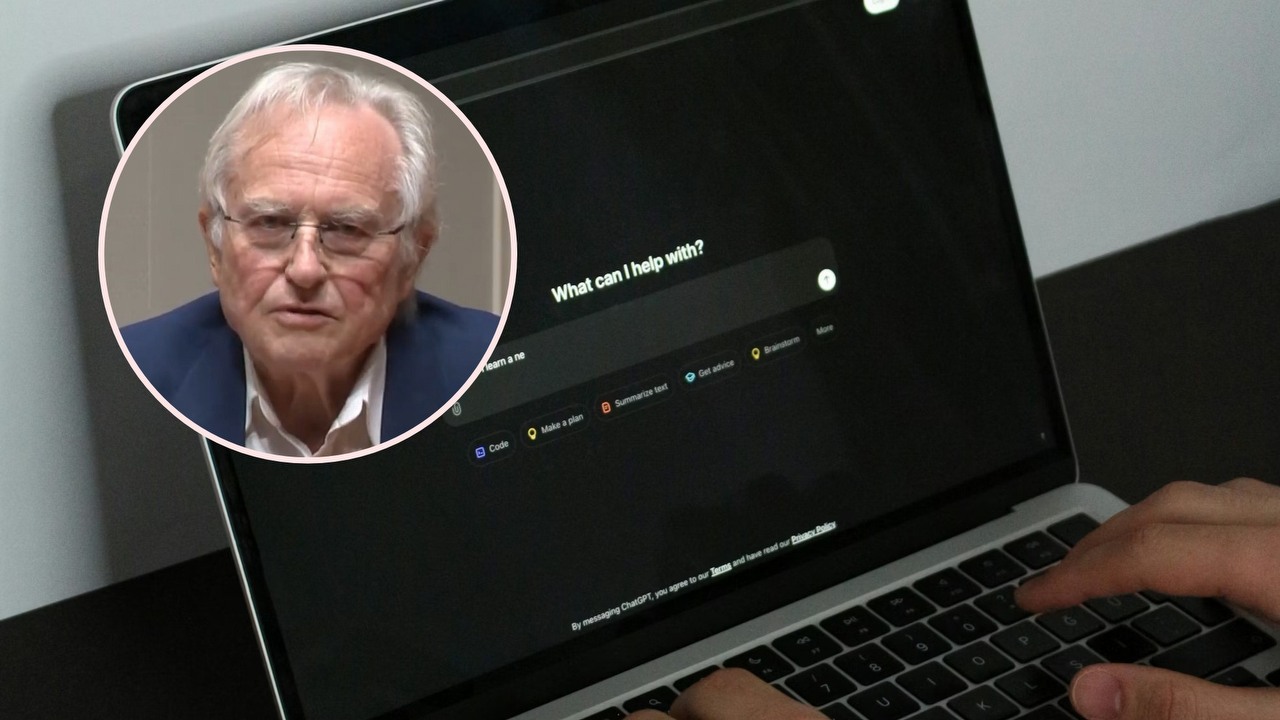 Autor Boga urojonego uważa, że sztuczna inteligencja jest świadoma po rozmowie z Claude'em AI, którego nazwał „Claudia”, źródło grafiki: Berke Citak; Unsplash.com; 2025 / YouTube: Morningside College; 2023.