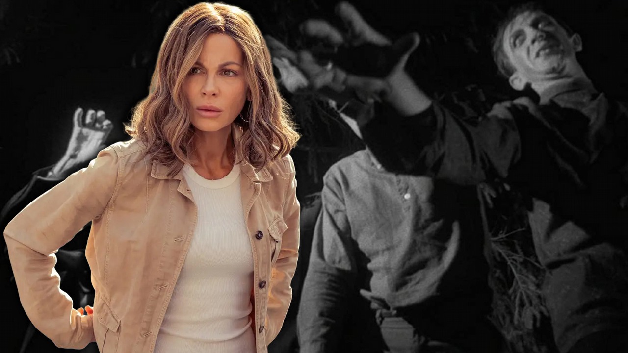 Kate Beckinsale zastępuje Millę Jovovich i zagra główną rolę w finale trwającej niemal 60 lat sagi, kluczowej dla zrozumienia współczesnego kina grozy, źródło grafiki: Uprowadzona dziewczyna, James Kent, Voltage Pictures, 2025 / Noc żywych trupów, George A. Romero, Continental Distributing, 1968.