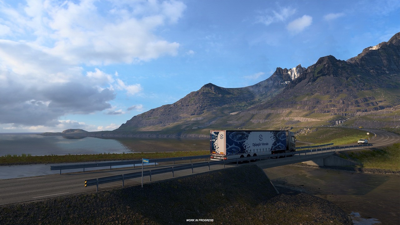 Jeden element nowego dodatku do ETS2 był sprawił twórcom duży problem. Nowe screeny z DLC Iceland pozwalają ocenić rezultat tej walki, źródło grafiki: SCS Software.