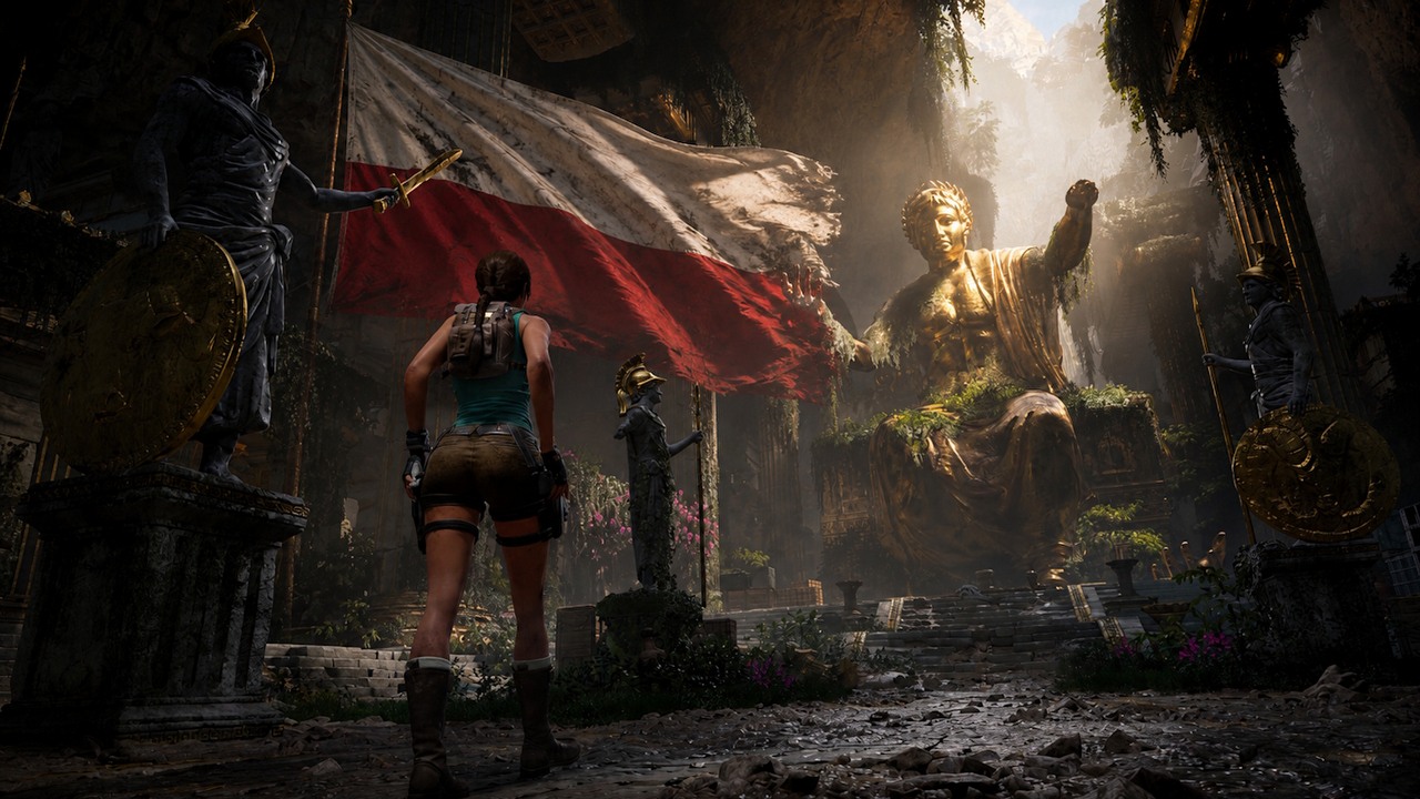Polski dubbing w Tomb Raider: Legacy of Atlantis to wielki sukces mediów i graczy, ale jeden element wymagań sprzętowych spędza wszystkim sen z powiek, źródło grafiki: Crystal Dynamics / Flying Wild Hog / ChatGPT.