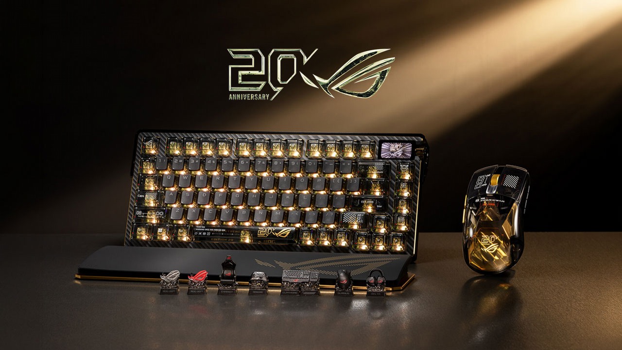 Klawiatura ze złotem i ekranem OLED oraz kosmiczna myszka. Tak ASUS ROG świętuje 20-lecie.