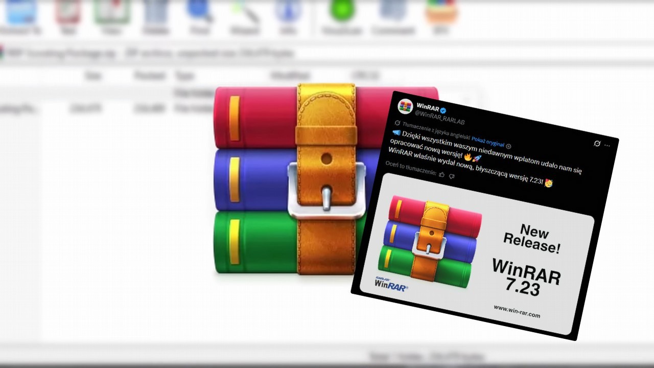 Jednak ktoś płaci za WinRAR-a. Kultowy program po ponad 30 latach nadal dostaje ważne poprawki, źródło grafiki: YouTube: Neostradamus 2000; 2026 / X: @WinRAR_RARLAB.