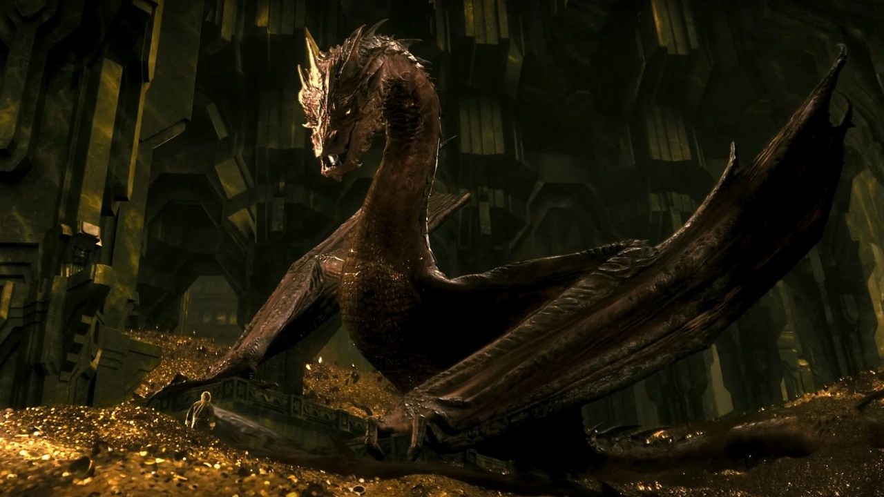 Ten gigantyczny model LEGO ze świata Władcy Pierścieni wart jest tyle co sam skarb Smauga, który przedstawia i imponuje skalą, źródło grafiki: Hobbit / Warner Bros..