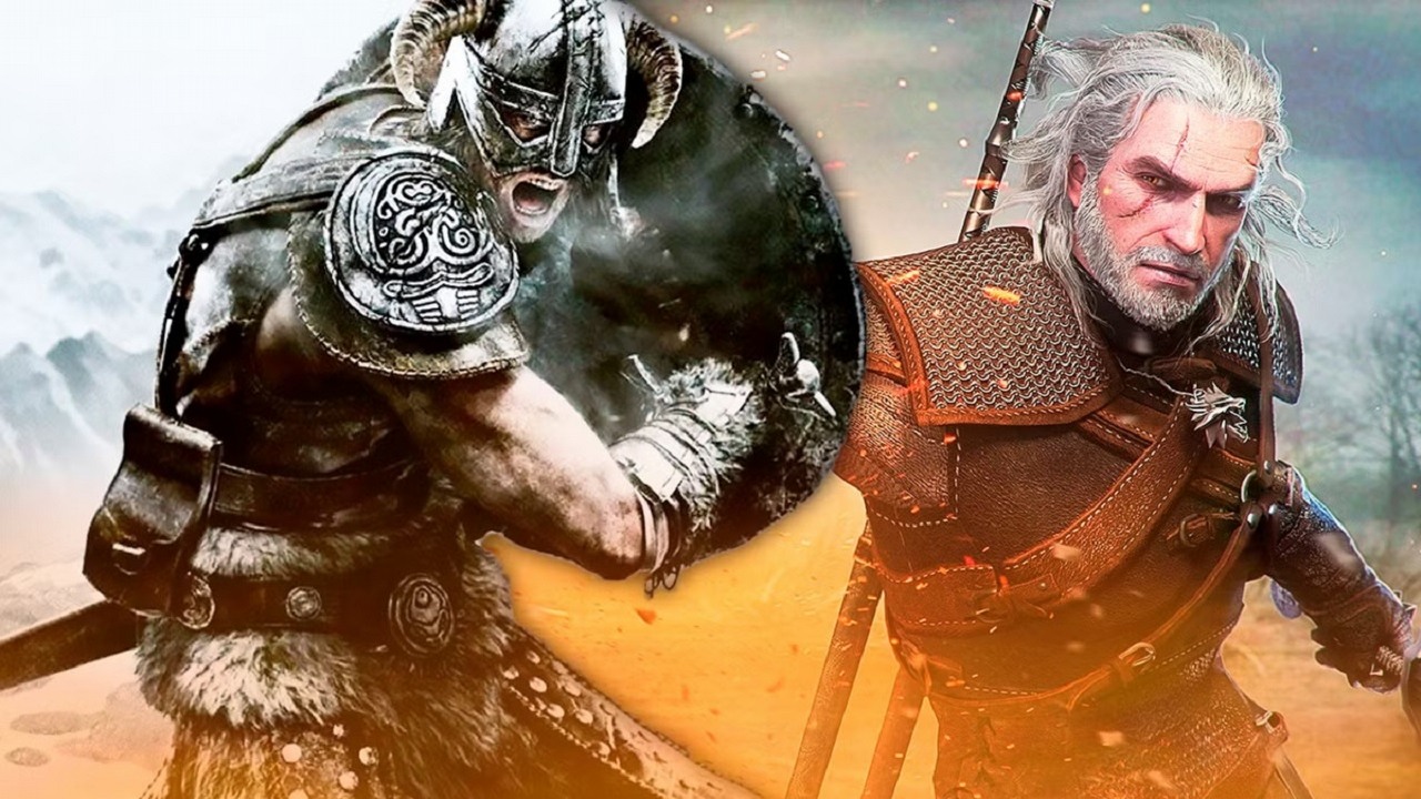 Skyrim dogonił Wiedźmina 3, ale dla CD Projekt Red to i tak większy sukces niż dla Bethesdy, źródło grafiki: Bethesda Softworks / CD Projekt Red.