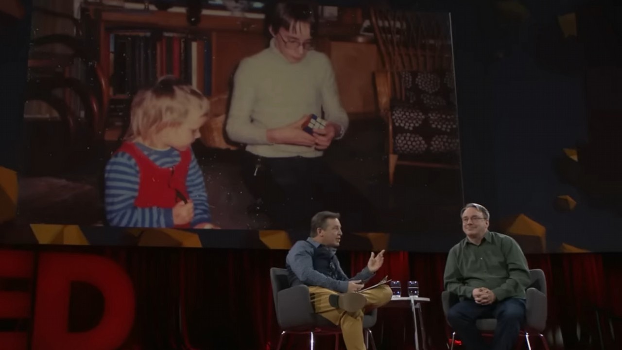 „To tylko hobby”. 35 lat temu Linus Torvalds pomylił się i zmienił branżę IT, źródło grafiki: YouTube: TED; 2016.
