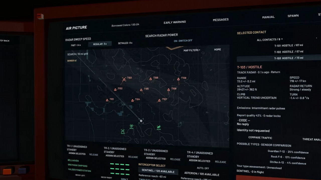 Najpierw rozpoznanie celu, potem decyzja o zestrzeleniu. Night Hides Not celuje w realizm i grozę niewiadomego, źródło grafiki: Terminal Count Games.