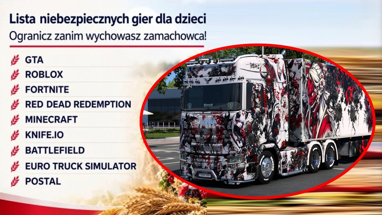 Polscy gracze śmieją się z listy „niebezpiecznych gier”, ale to zwykły trolling i są na to dowody, źródło grafiki: własne / Facebook / SCS Software.