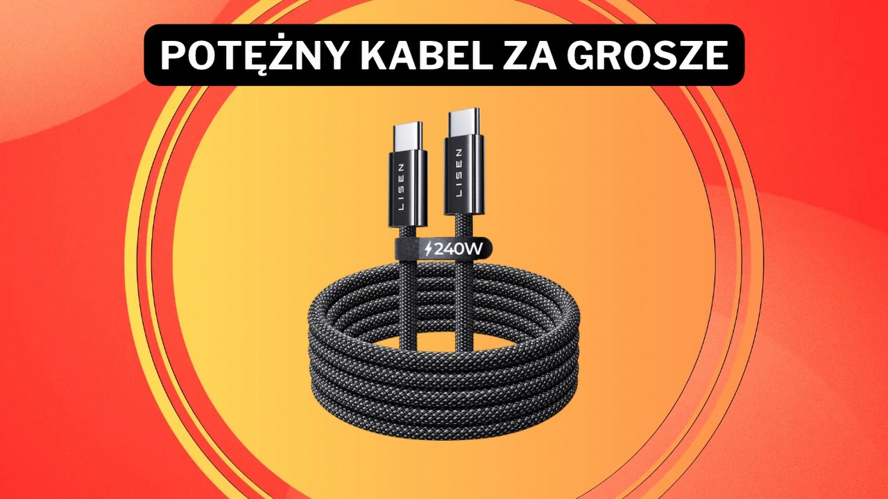 Niecałe 16 zł za 240 W, pancerny oplot i kilkadziesiąt sprzedanych sztuk! Ten 2-metrowy kabel USB-C ma ponad 17 tys. ocen na Amazonie, źródło grafiki: Lisen / wygenerowane przez AI.
