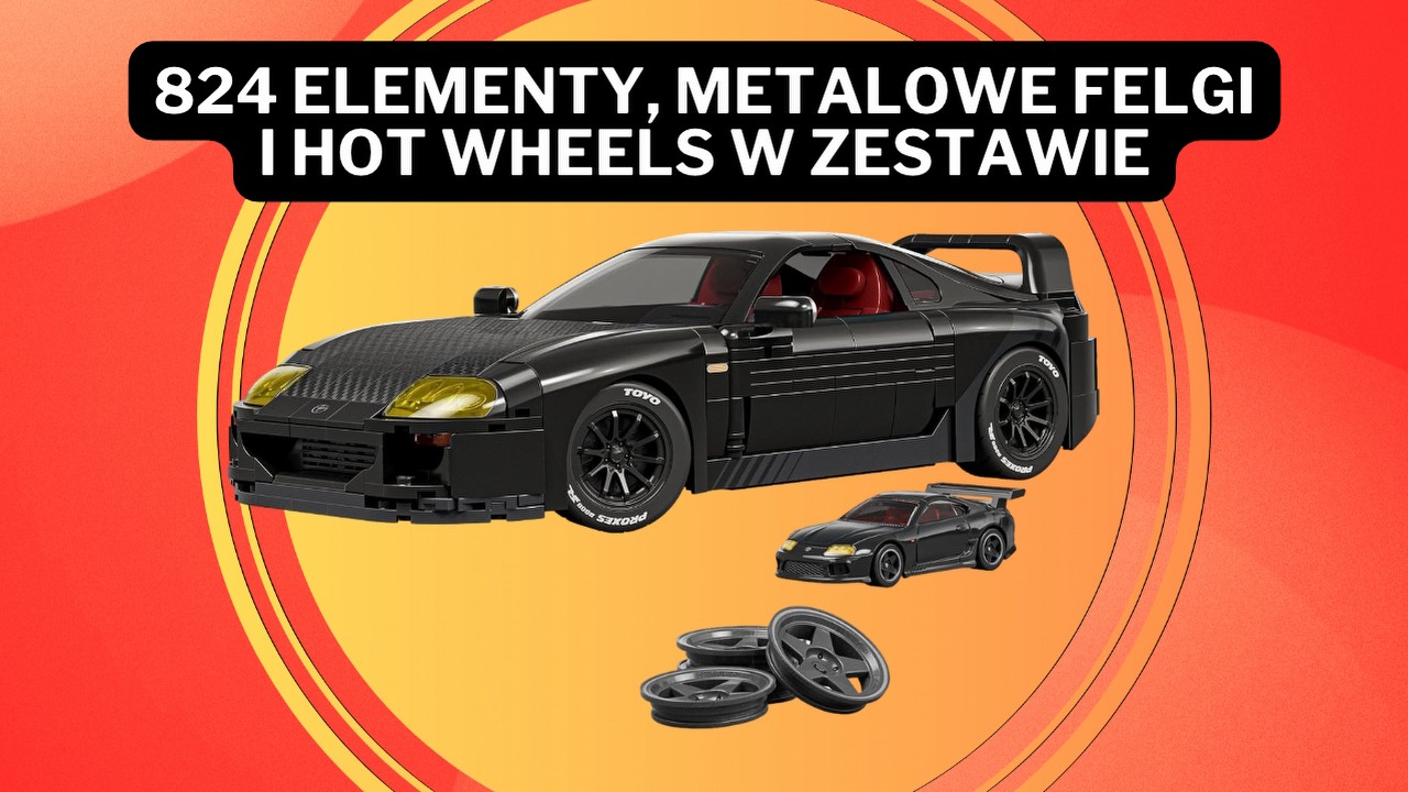 Amazon w końcu mnie skusił! Od miesięcy polowałem na ten zestaw, a dziś bez wahania wrzuciłem go do koszyka. 824-elementowa Toyota Supra jest marzeniem kolekcjonerów, źródło grafiki: Mattel.