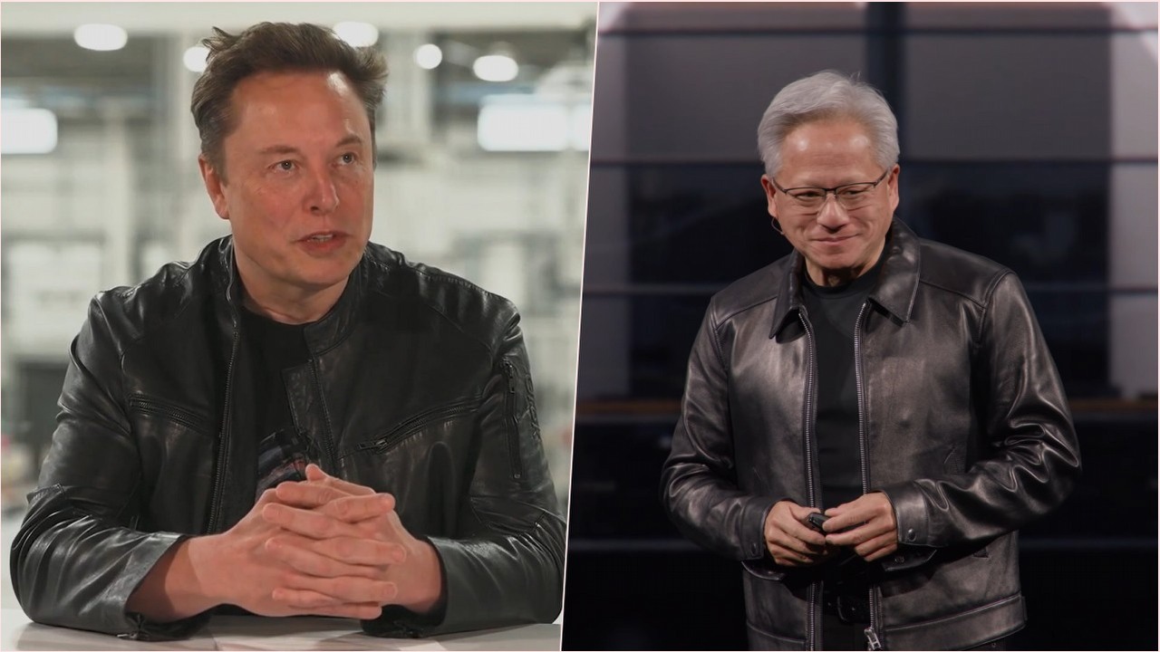 Karty graficzne NVIDII mają wytrzymywać nawet 8 lat. Jensen Huang i Elon Musk przekonują, że starsze GPU wcale nie tracą na wartości, źródło grafiki: X: @firesidealpha / YouTube: NVIDIA; 2026.