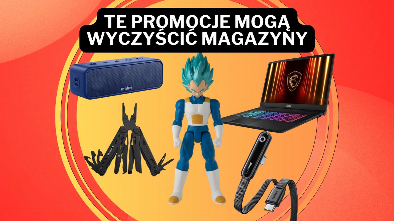 Absurdalne promocje na Amazonie! Rabaty sięgają 65%, a wśród okazji laptop z RTX 5070, głośnik Ankera i figurka Dragon Ball najtaniej w sieci, źródło grafiki: Raxco / Bandai / Baseus / Anker / MSI.
