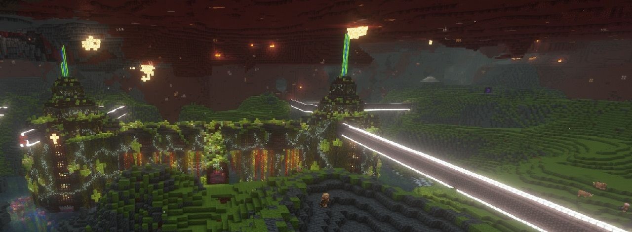 Gracz Minecrafta przemienił Nether w zieloną dolinę; to efekt 2 lat pracy, źródło grafiki: Reddit | mining_moron.