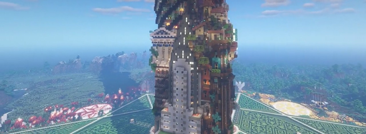 Wieża w Minecraft tak wielka, że gra na nią nie pozwalała, źródło grafiki: Reddit – TheFunkuchen.