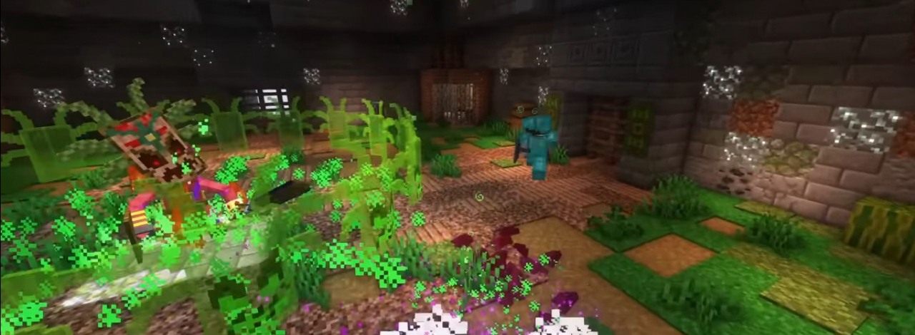 Minecraft zmieniony w soulslike'a; takiego bossa nie powstydziłoby się Dark Souls, źródło grafiki: Whimzee | Mojang Studios..