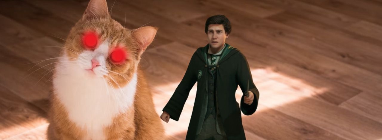 Twórcy ostrzegają: koty w Hogwarts Legacy mogą stać się śmiertelnym zagrożeniem, źródło grafiki: unsplash.com / seekpng.com / Avalanche Software.