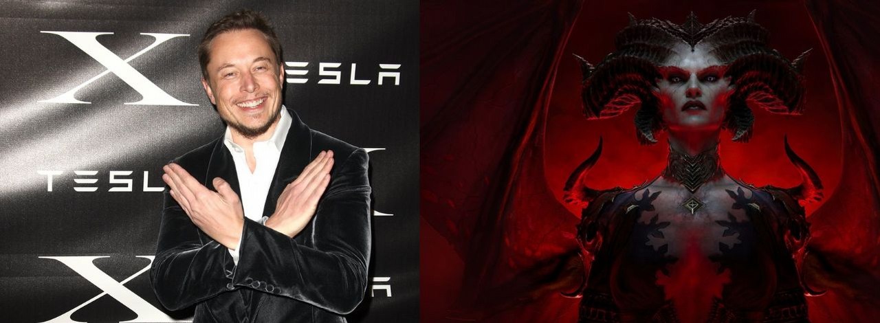Elon Musk też gra w Diablo 4. Ma tak cringe'owy nick, że nawet szef Blizzarda sobie żartuje, źródło grafiki: Twitter/@elonmusk | Blizzard Entertainment.