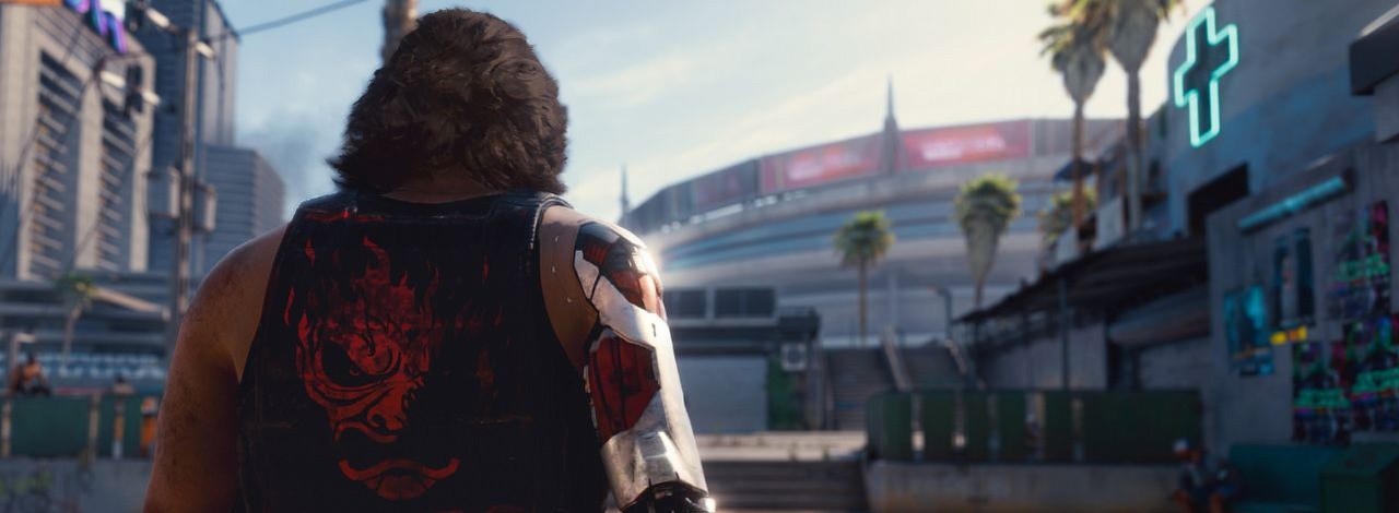 Cyberpunk 2077 doczekał się kolejnej gry na automacie. Tym razem to boomer shoter w stylu Wolfensteina, źródło grafiki: CD Projekt RED.