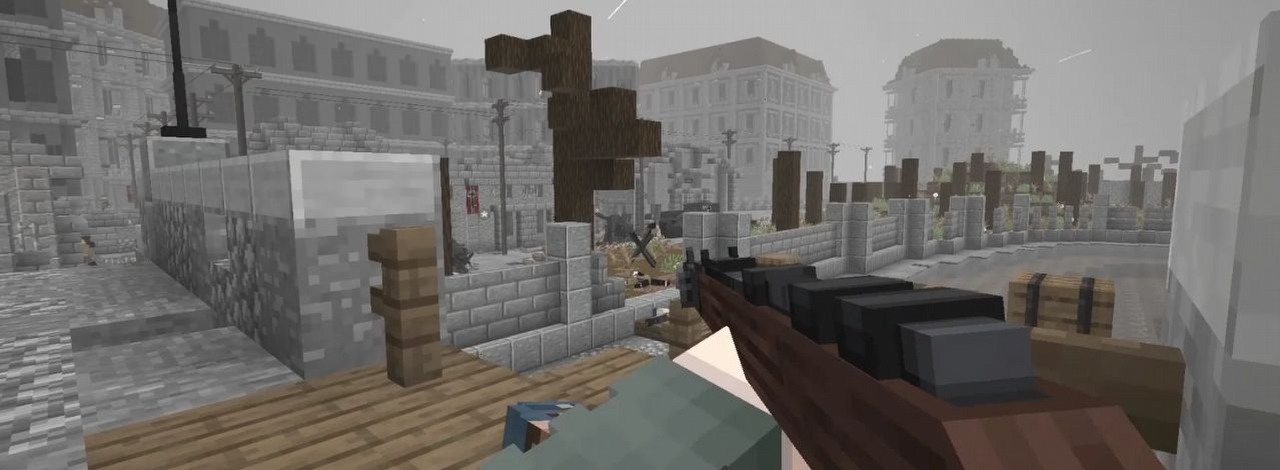 Minecraft zmieniony w drugowojenną strzelankę to esencja chaosu. „Wygląda jak stare Call of Duty”, źródło grafiki: AjCyrillDy / Reddit.