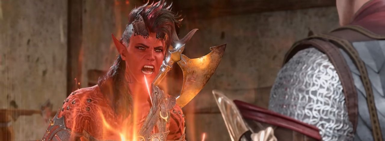 Gracz Baldur's Gate 3 odszyfrował tajemniczy napis z rogu Karlach. Skrywa odniesienie do jej historii, źródło grafiki: YouTube / Larian Studios.