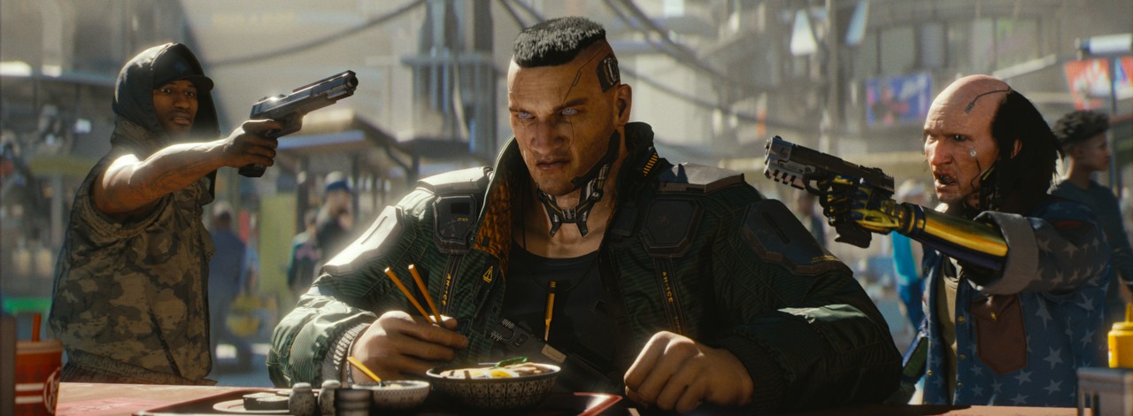 W Night City jedną z największych zbrodni jest położenie ananasa na pizzy. Serio, w Cyberpunku 2077 są na to dowody, źródło grafiki: CD Projekt RED.