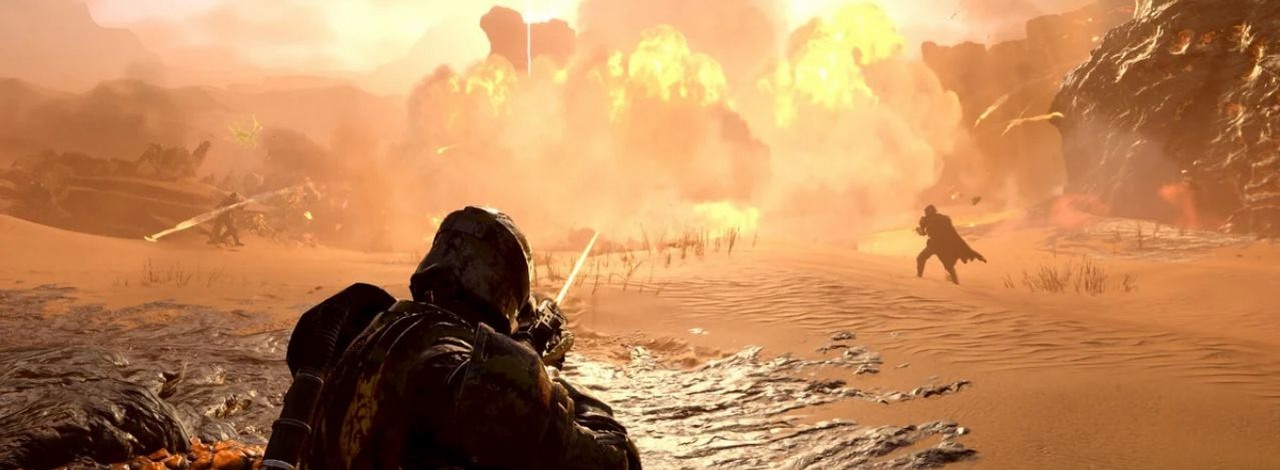 Moc przyjaźni w Helldivers 2 jest przepotężna. Przytulając innego gracza przetrwacie nawet eksplozję półtonowej bomby nad głową, źródło grafiki: Arrowhead Game Studios.