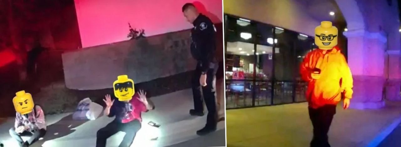 Kalifornijska policja zasłaniała twarze podejrzanych głowami ludzików LEGO. Duńskiej firmie się to nie spodobało, źródło grafiki: Murrieta Police Department.