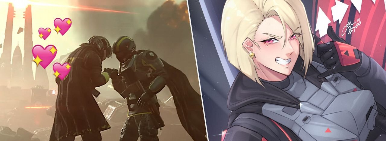 Twórcy Helldivers 2 apelują, by gracze w końcu przestali simpować do pilotki Orła 1. „Jest zamężna z Demokracją, a jej chłopak to Wolność”, źródło grafiki: Arrowhead Game Studios / coolerpsyco.