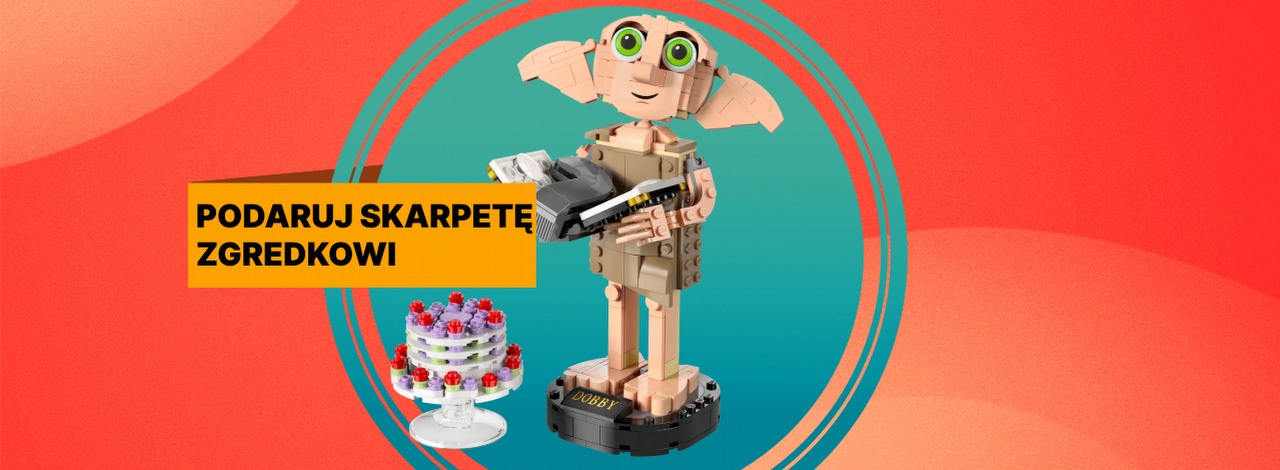 Moja ulubiona postać z Harry’ego Pottera ma swoją wersję LEGO. Skrzat domowy Zgredek to zestaw, w którym nie sposób się nie zakochać, źródło grafiki: LEGO; materiały promocyjne.