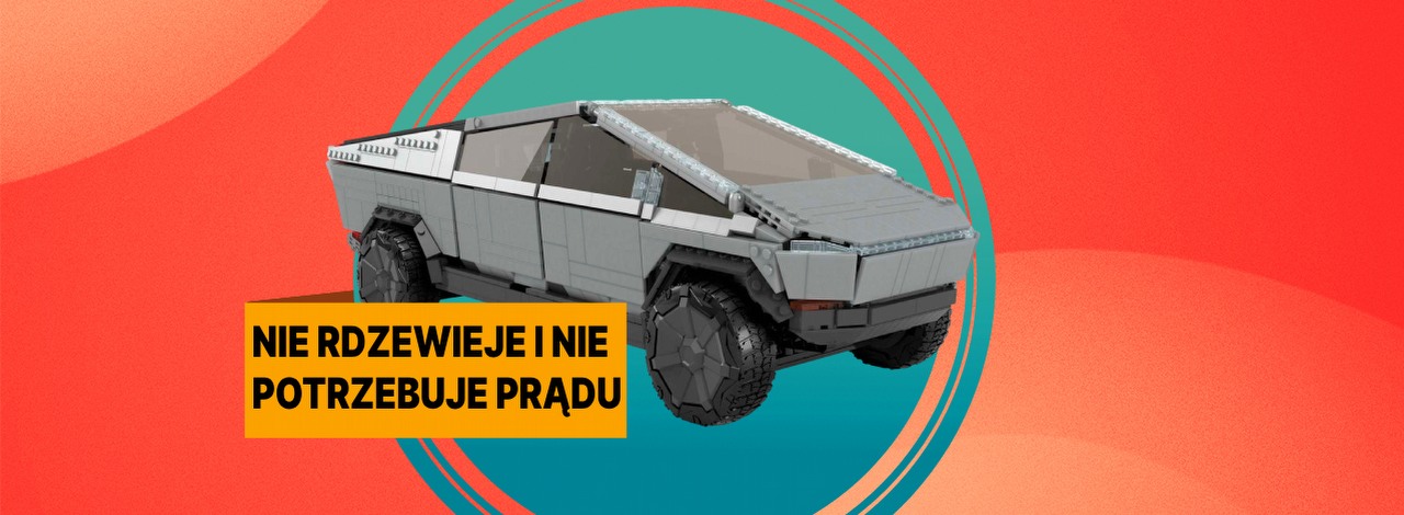 Tego samochodu nie zobaczysz na europejskich drogach i w ofercie LEGO. Klockowa Tesla Cybertruck jest lepsza od prawdziwej, źródło grafiki: MEGA Bloks; materiały promocyjne.