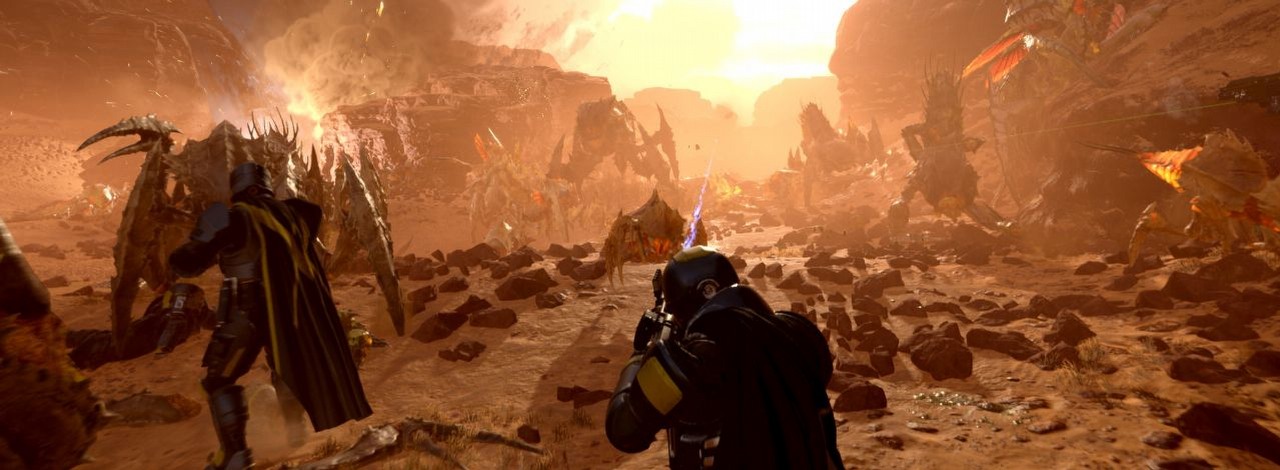 Arrowhead przestrzega graczy Helldivers 2, by ci nie nękali graczy z niebieską zbroją, którzy robią za sprzedawców jogurtów, źródło grafiki: Arrowhead Game Studios.